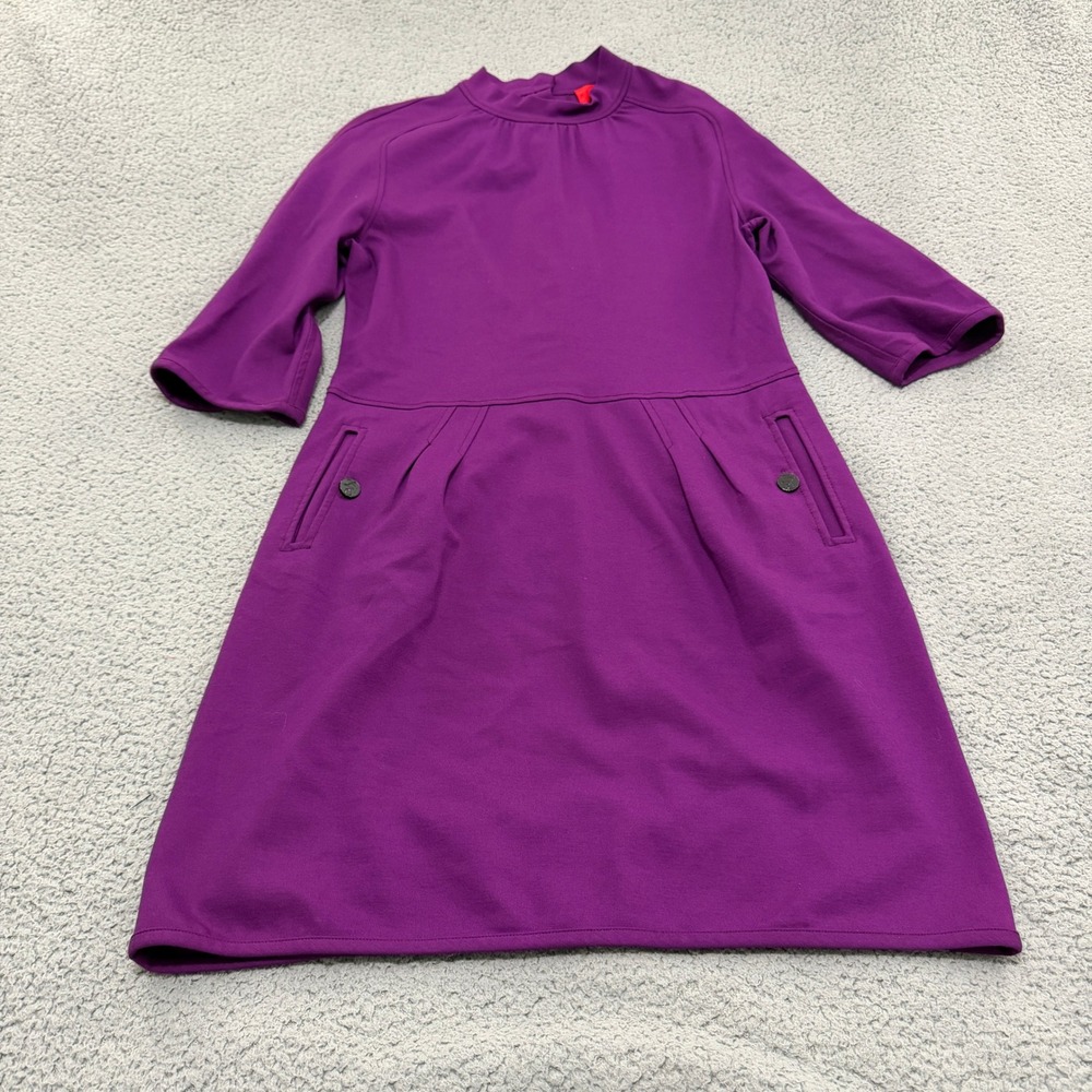 Z Spoke Zac Posen Dress Womens Large Purple Mock Neck 3/4 Sleeve Knit